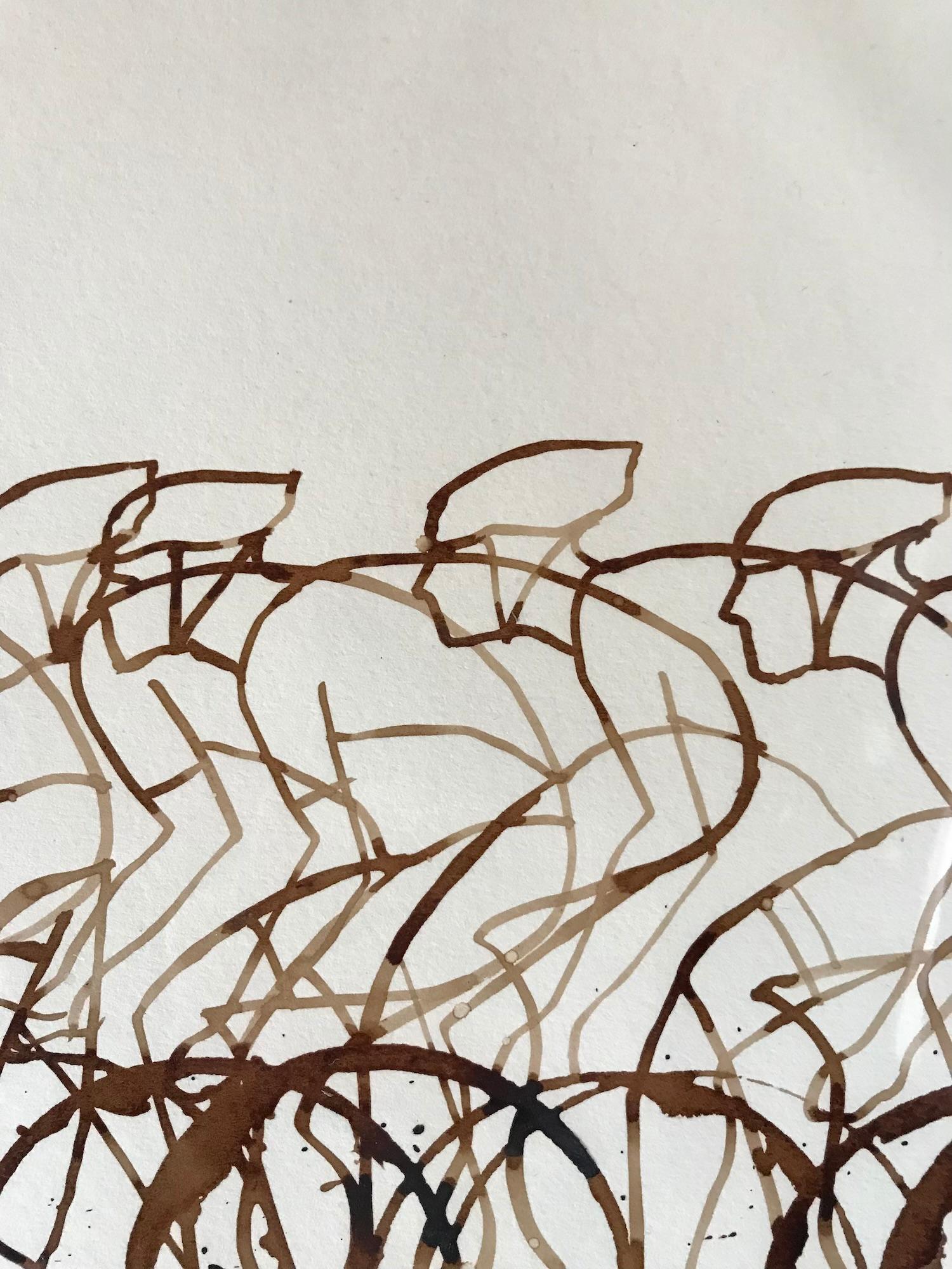 Coffee Peloton XXX - Beige Portrait Painting by Eliza Southwood