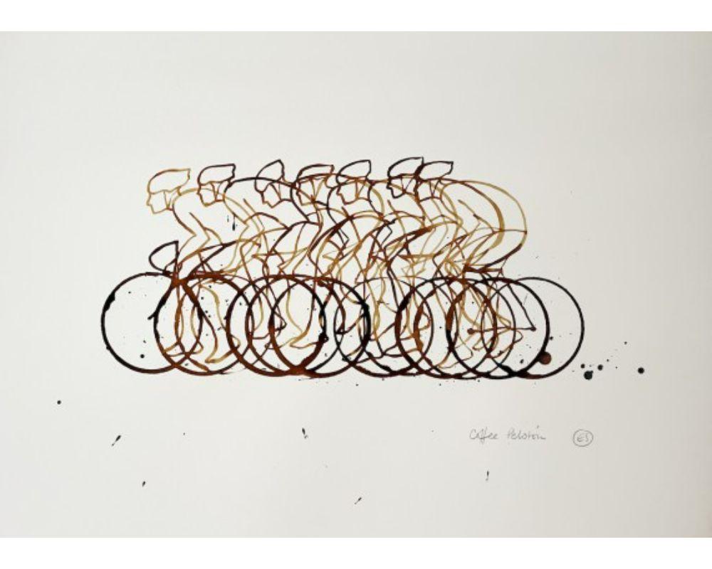 Coffee Peloton XXXI by Eliza Southwood [2022]

Coffee Peloton XXXI is an original coffee on paper drawing by artist Eliza Southwood. It features a peloton of cyclists painted in coffee, combining cycling culture with the love of a good coffee