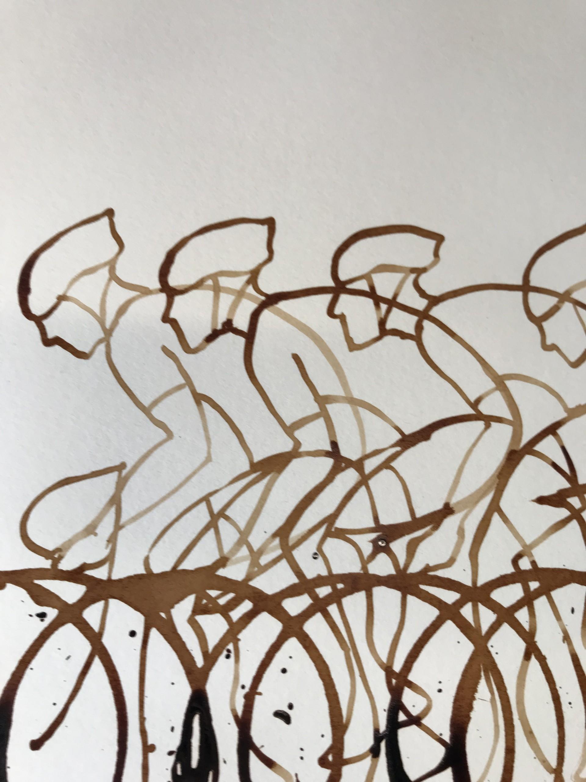 Coffee Peloton XXXV is an original coffee on paper drawing by artist Eliza Southwood. This piece is a part of Eliza's coffee peloton series which combines the love of cycling with the love of a good coffee break.
Eliza Southwood cycling prints