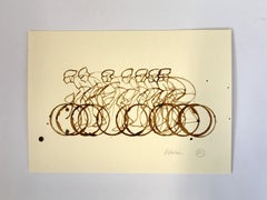Small Coffee Peloton (CP1_small_feb15), coffee on paper, cyclist, sport art