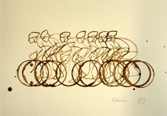 Small Coffee Peloton (CP1_small_feb15), coffee on paper, cyclist, sport art