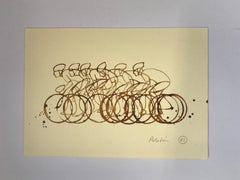 Small Coffee Peloton(CP2_small_feb15), coffee on paper, cyclist, sport art