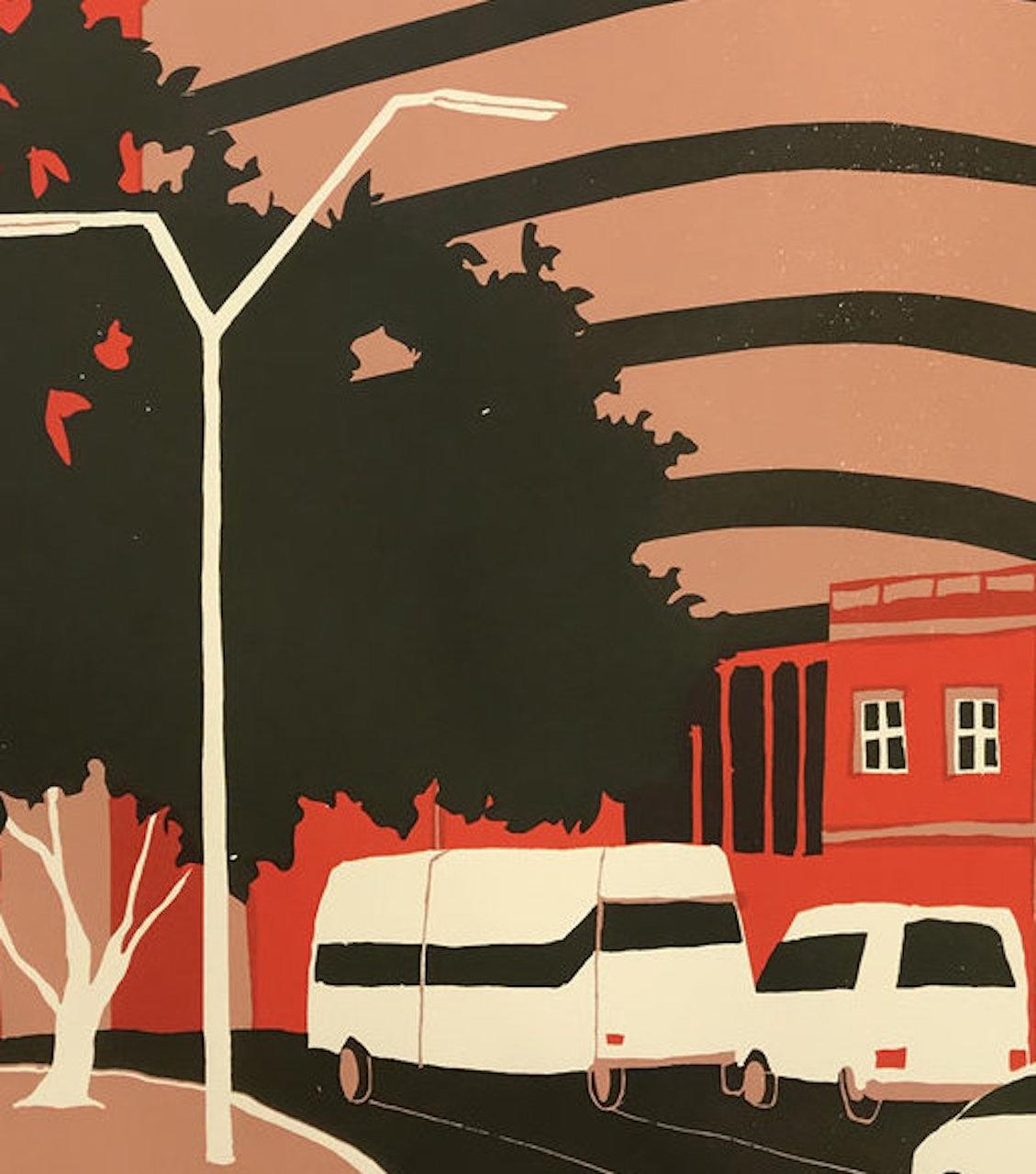 Parcheggio - Manaus, Stampa a tiratura limitata, Architettura, Edificio, Paesaggio - Print Arancia di Eliza Southwood