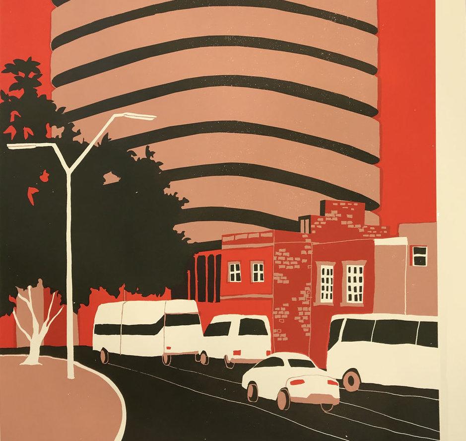 Parcheggio - Manaus, Stampa a tiratura limitata, Architettura, Edificio, Paesaggio - Print di Eliza Southwood