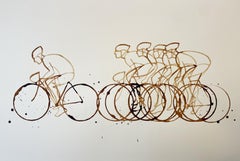 Coffee Break (CB01_nov23) Café sobre papel, ciclistas, arte deportivo