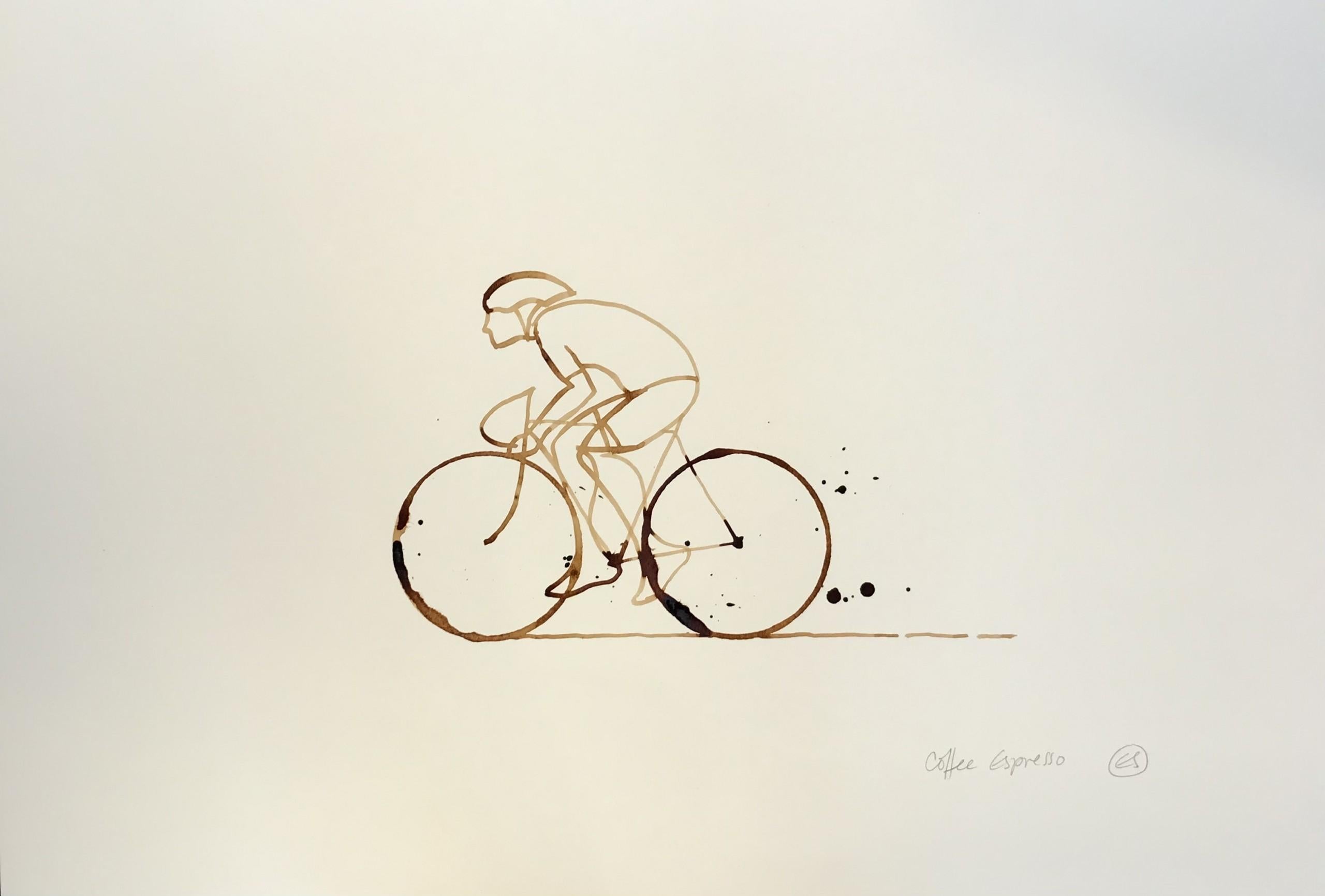 Eliza Southwood Print - Coffee Espresso #20, Coffee on paper, cycling, people, sport