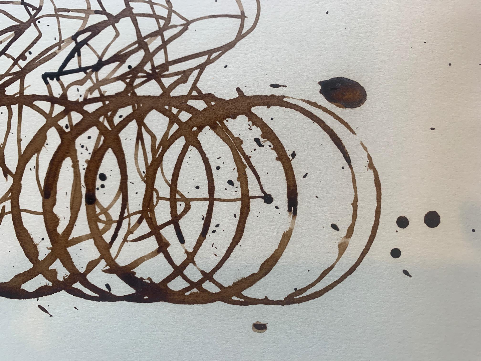 Coffee Peloton Series XIII, Original painting, Coffee on paper, Coffee art  For Sale 2