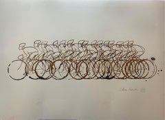 Couchtisch Peloton Serie XIII, Originalgemälde, Kaffee auf Papier, Kaffeekunst 