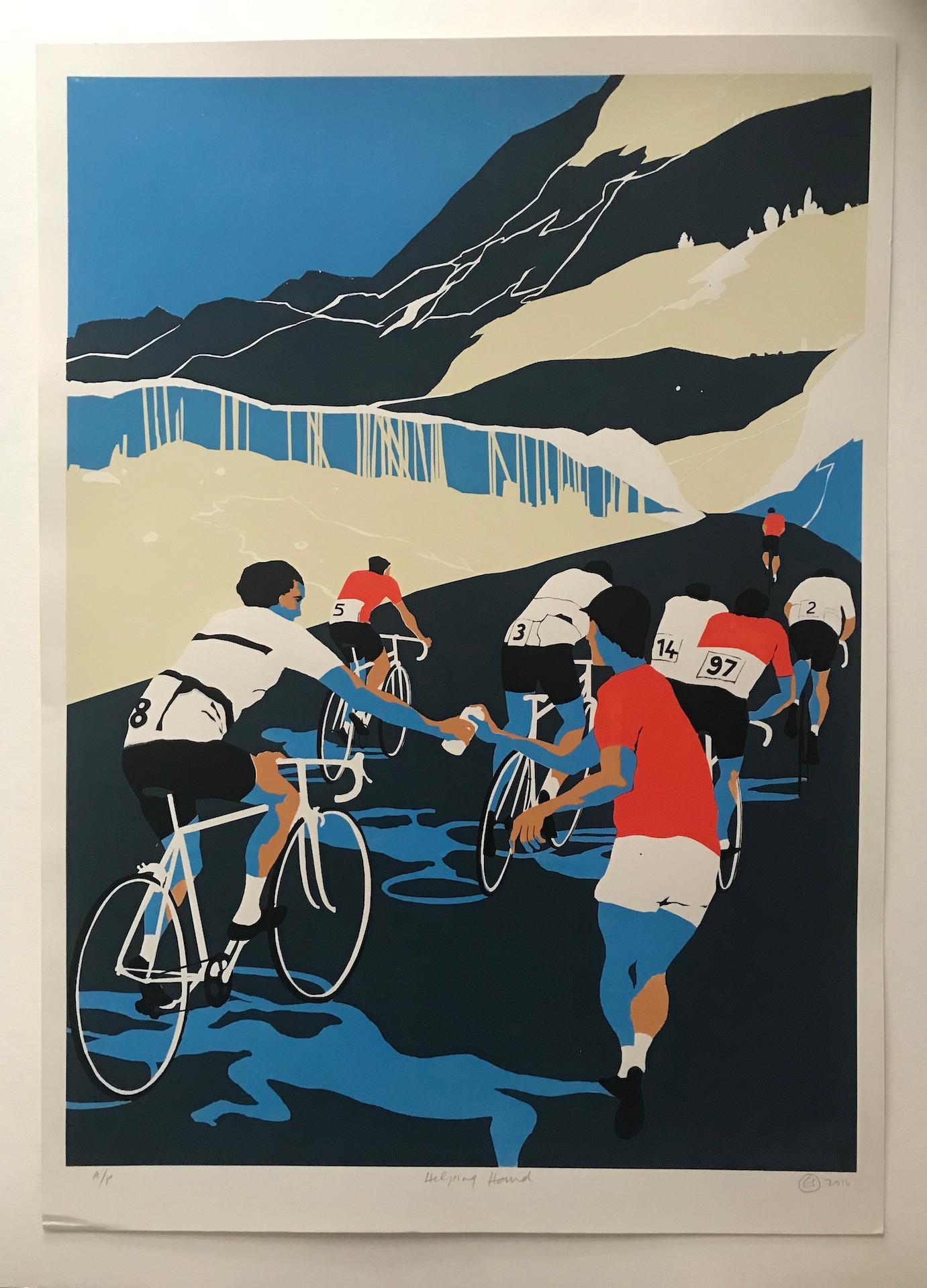Eliza Southwood, Helping Hand, Limited Edition Screen Print, Cycling Art 1