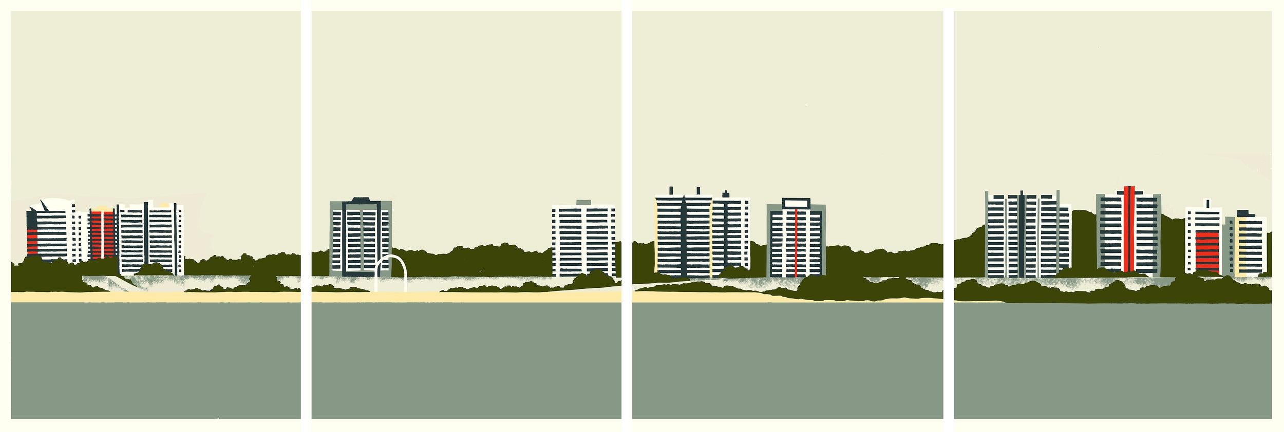 Eliza Southwood
Manaus Rio delle Amazzoni
Edizione limitata di 5 serigrafie
Serigrafia su carta
Dimensioni: H. 97 cm x L. 268 cm
Firmato e intitolato
Questo è un set di 4 stampe, non possono essere vendute singolarmente.

Serigrafia - Una tecnica di