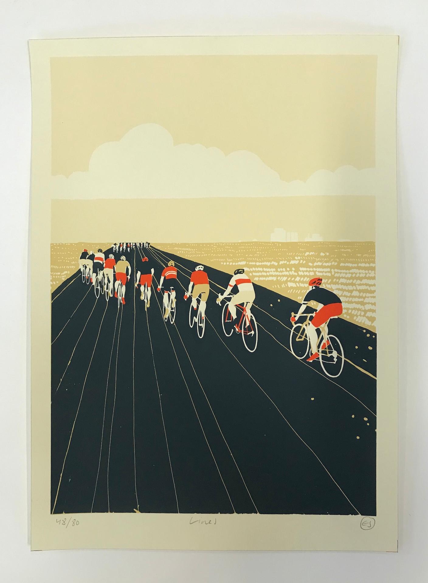 Eliza Southwood, Lines, sérigraphie en édition limitée, Art bicyclette, Art en ligne en vente 2