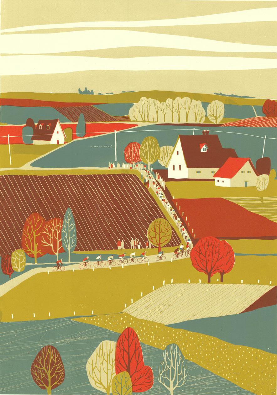 LIÈGE-BASTOGNE-LIÈGE II by Eliza Southwood [2021]

LIÈGE-BASTOGNE-LIÈGE II is a handmade limited edition print by Eliza Southwood. This print is a hand printed silk screen print on Colourplan 320 gsm, 50 x 70 cm inc border. It depicts a scene from