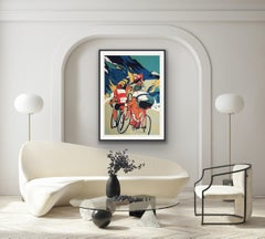 The Climb, Paraventdruck in limitierter Auflage, Sport, Radsportkunst, Figurative Kunst, Fahrräder