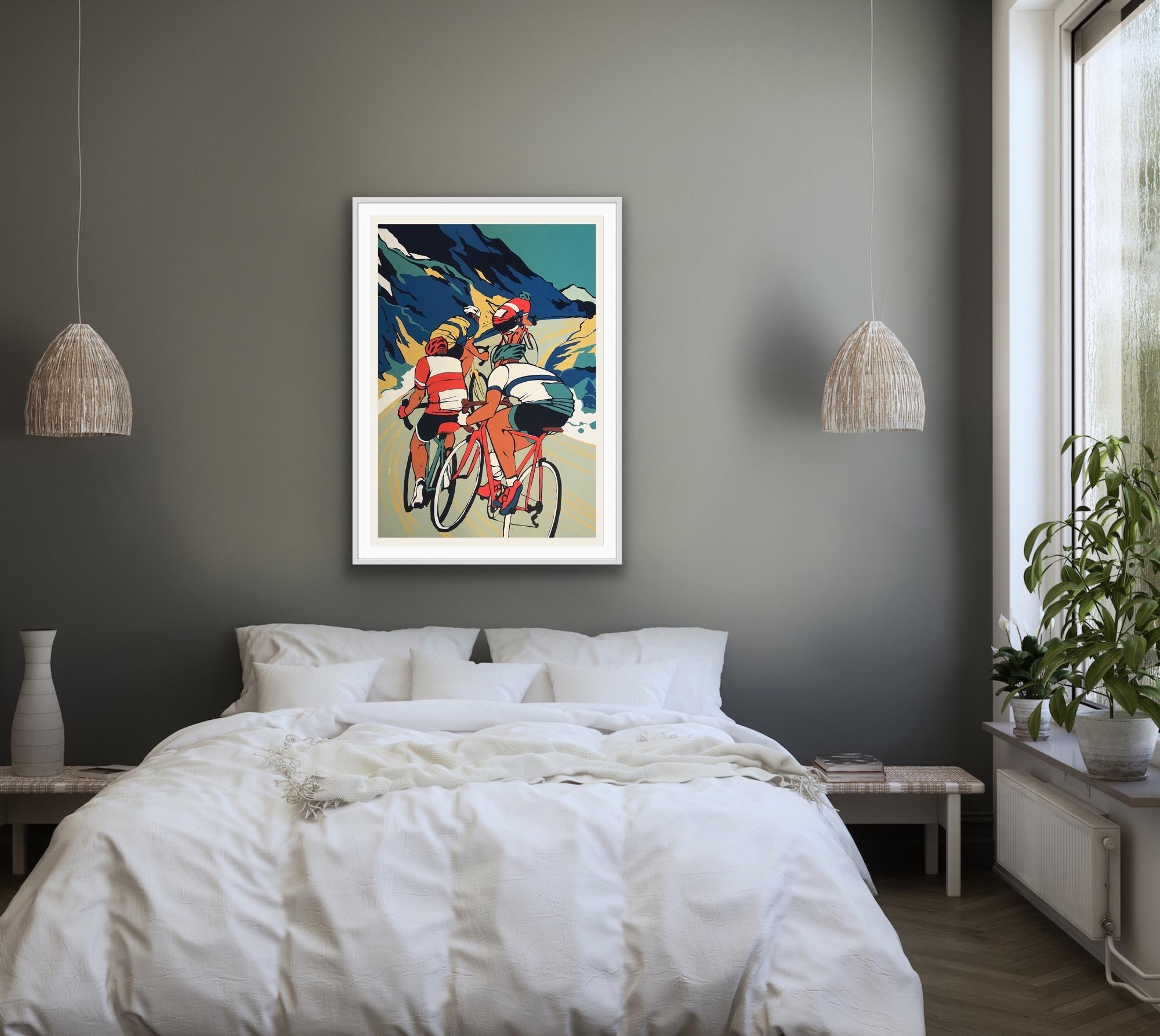 The Climb, Limited edition Screen print, Sports, Cycling art, Figurative, Bikes For Sale 2