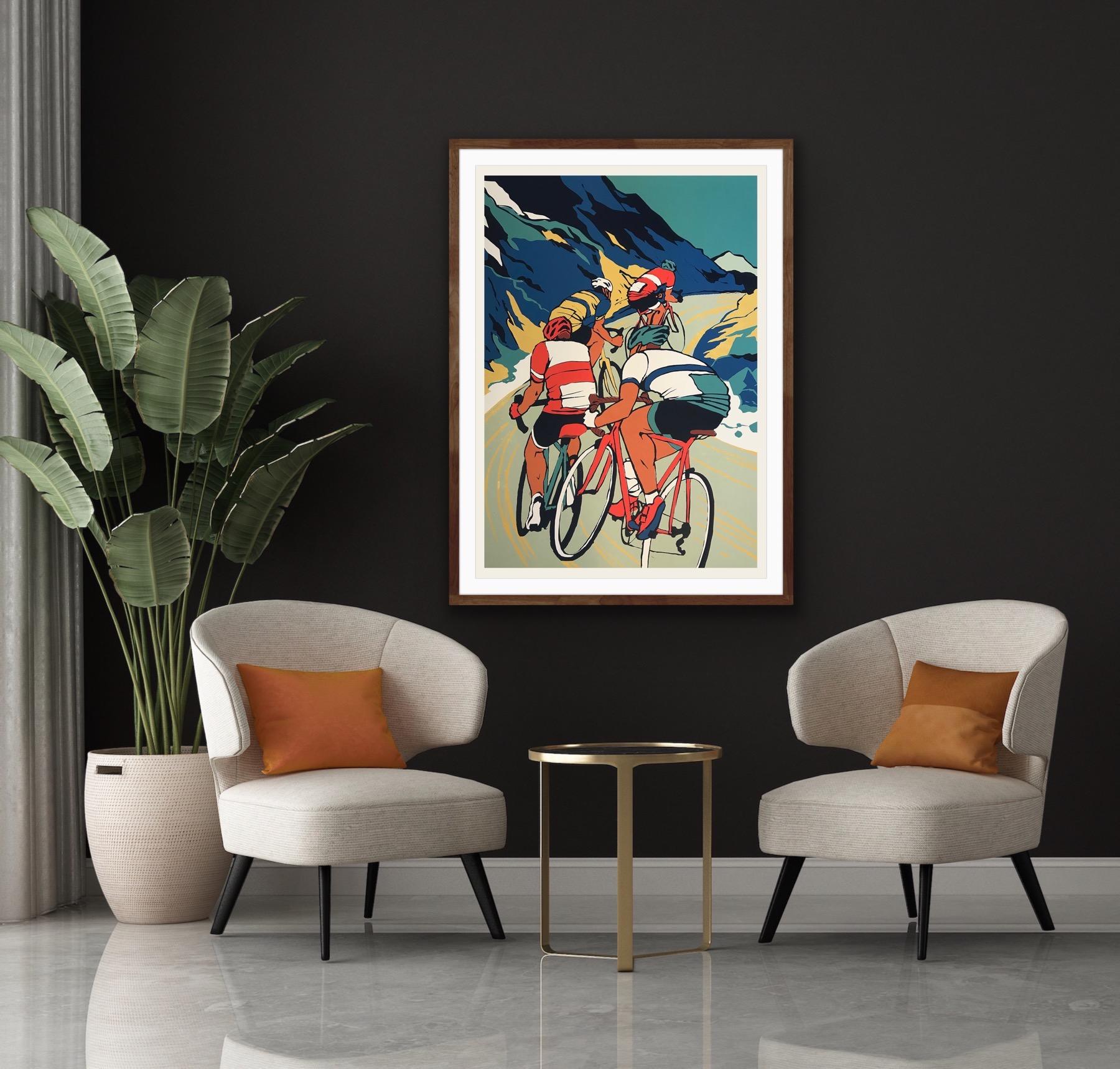 The Climb, Limited edition Screen print, Sports, Cycling art, Figurative, Bikes For Sale 3