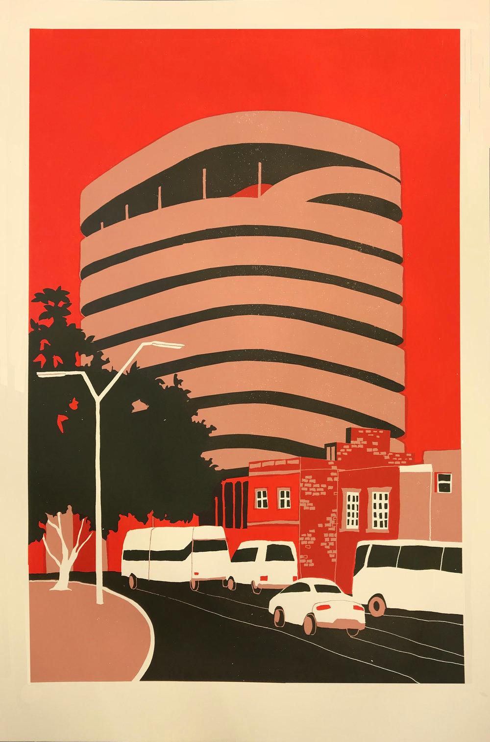 Tower Block, Car Park and Civic Building diptych
Overall size cm : H291 x W201

Tower Block – Manaus, Eliza Southwood
Limited Edition Silkscreen Print of 20
Silkscreen Print on Paper
Size: H 97cm x W 67cm
Signed and titled

Car Park – Manaus, ELiza
