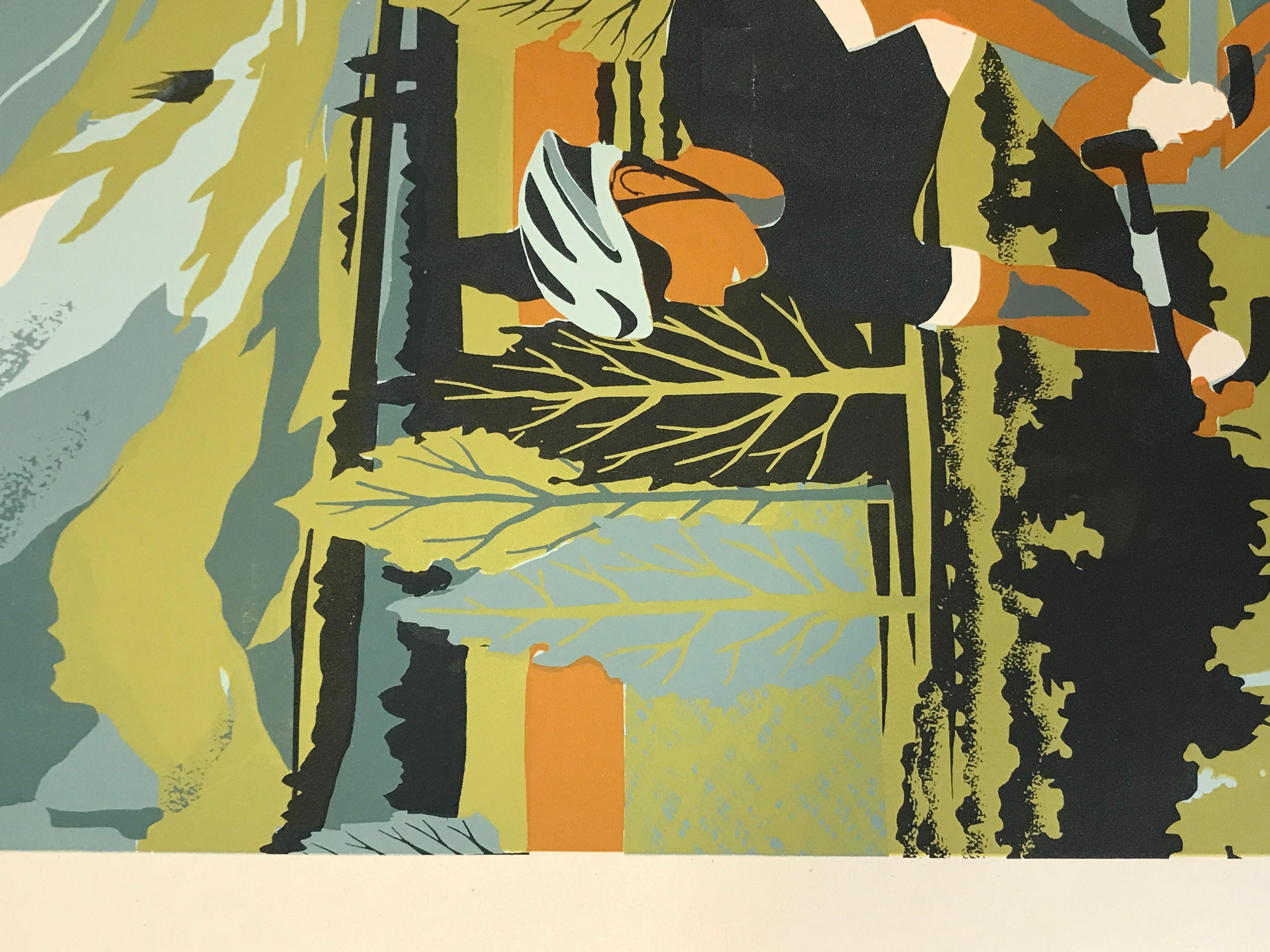Ciclisti del vigneto, Serigrafia, Biciclette, Alpi francesi, Arte del ciclismo, Sport in vendita 10