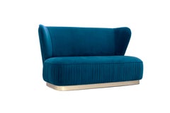 Elizabeth 2-Seat Sofa in Silk Velvet and Brushed Brass