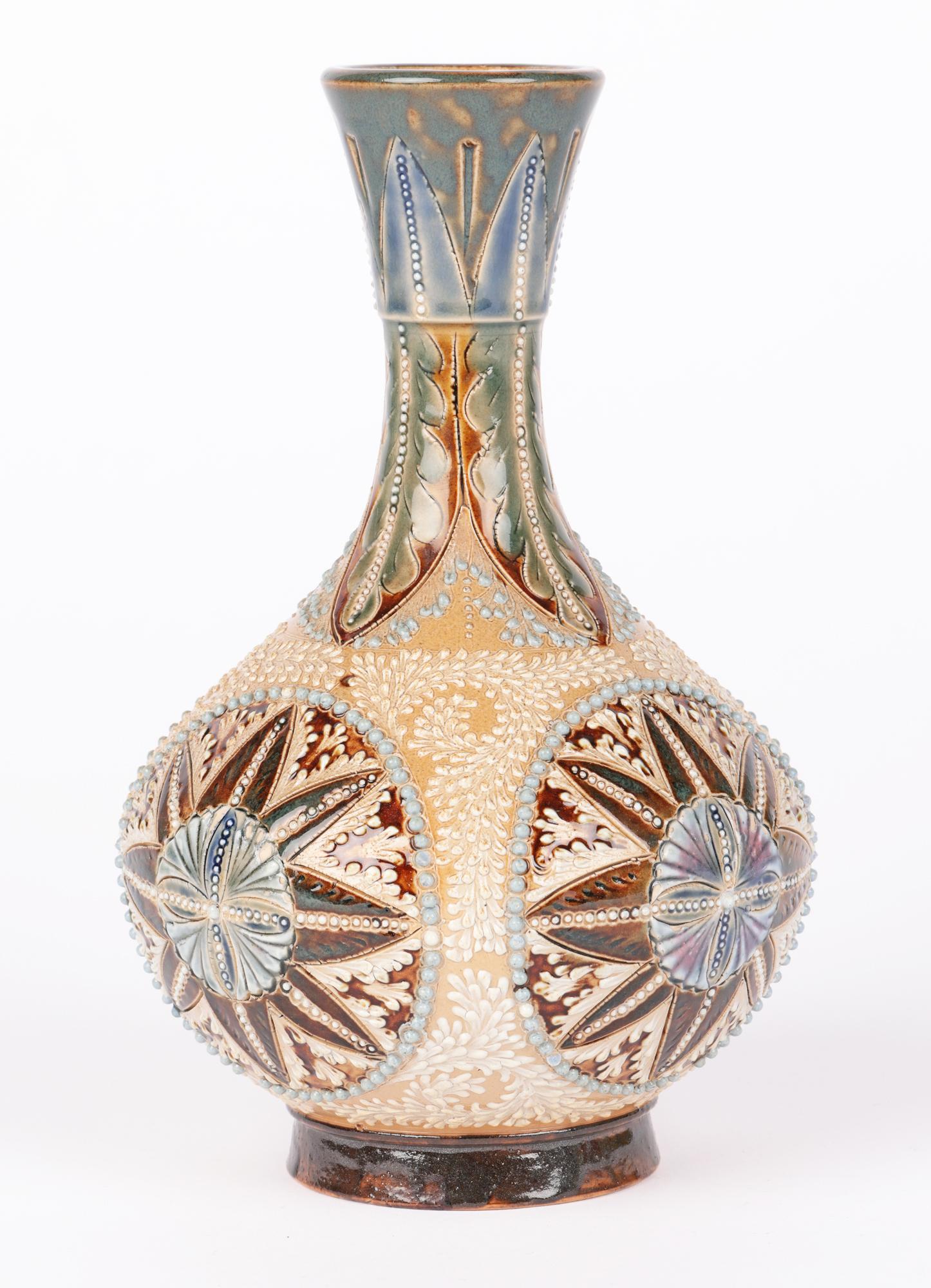 Elizabeth a Sayers Doulton Lambeth Aesthetic Movement Onion Shape Vase For Sale 2