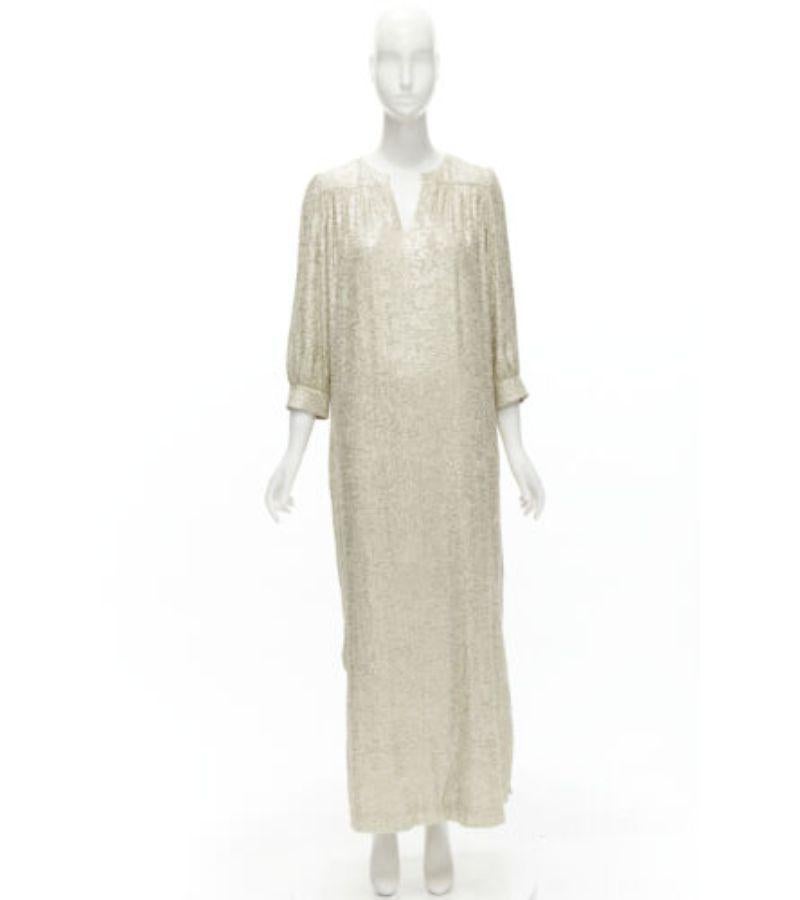 ELIZABETH AND JAMES 1920's gold lurex cropped sleeves maxi dress US4 S 6