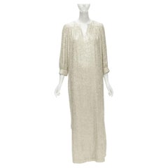 ELIZABETH AND JAMES 1920's gold lurex cropped sleeves maxi dress US4 S