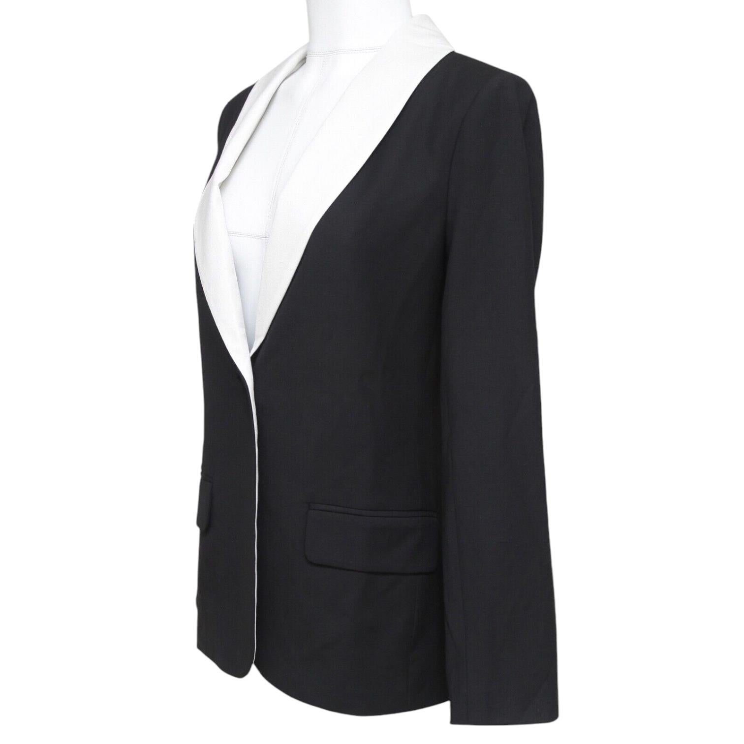 ELIZABETH AND JAMES Chaqueta Blazer Negra Cuello Blanco Manga Larga Sz 4 Negro en venta