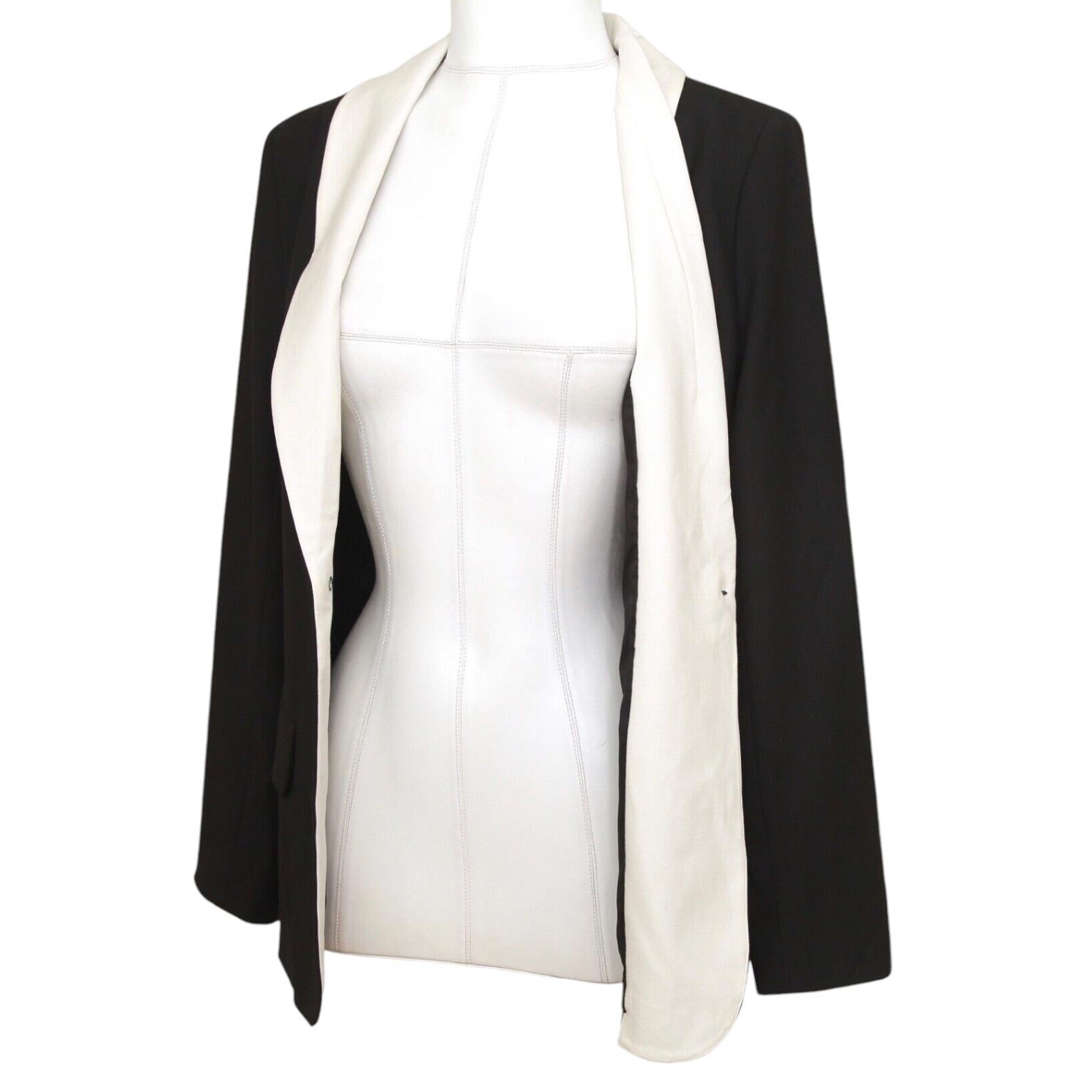 De las mujeres ELIZABETH AND JAMES Chaqueta Blazer Negra Cuello Blanco Manga Larga Sz 4 en venta