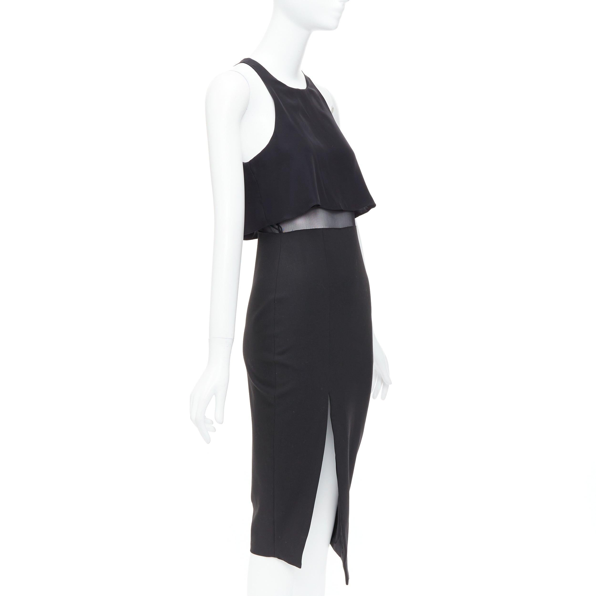 Black ELIZABETH AND JAMES Kiandra black midriff cut out sheer midi dress US2 S For Sale