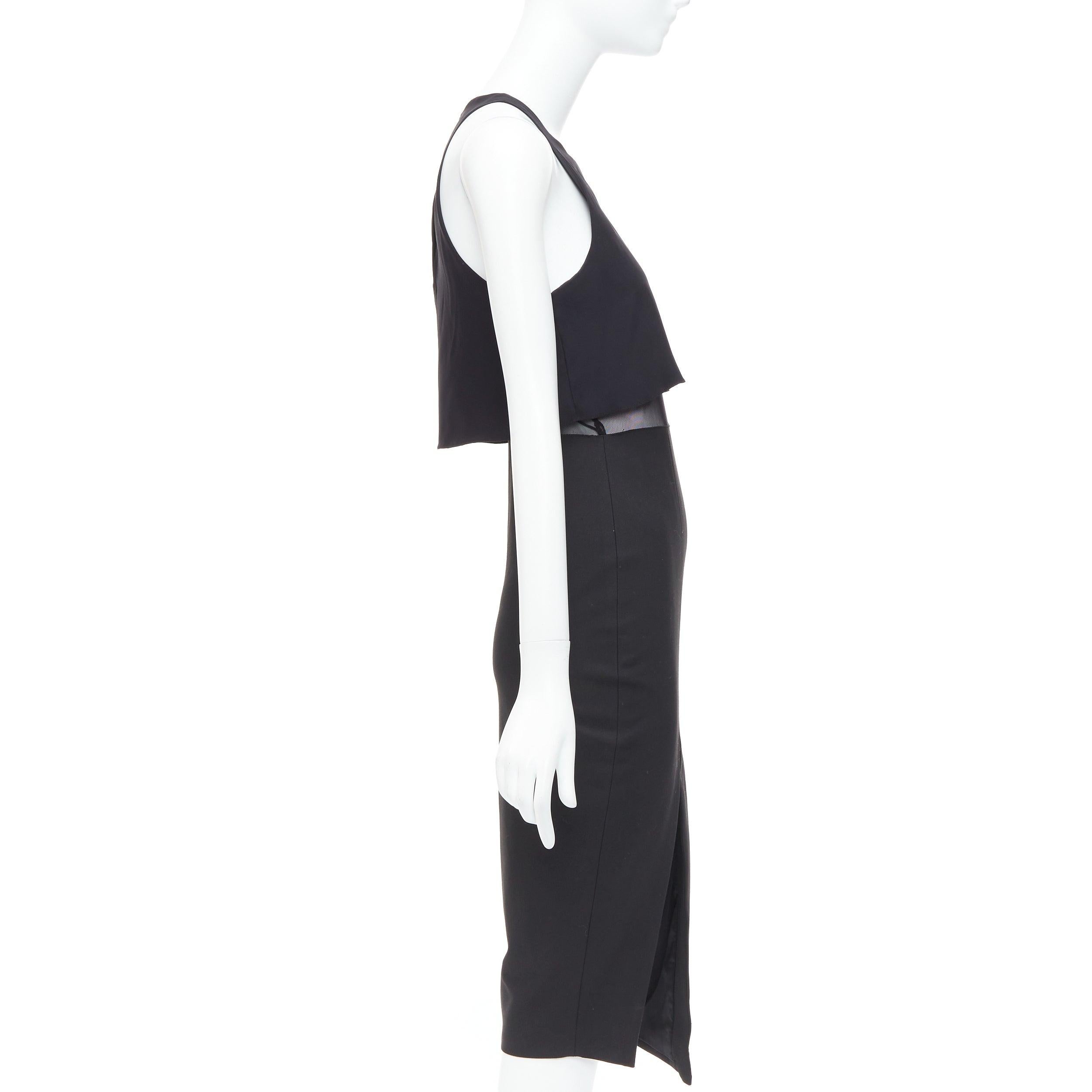 ELIZABETH AND JAMES Kiandra black midriff cut out sheer midi dress US2 S In Excellent Condition For Sale In Hong Kong, NT