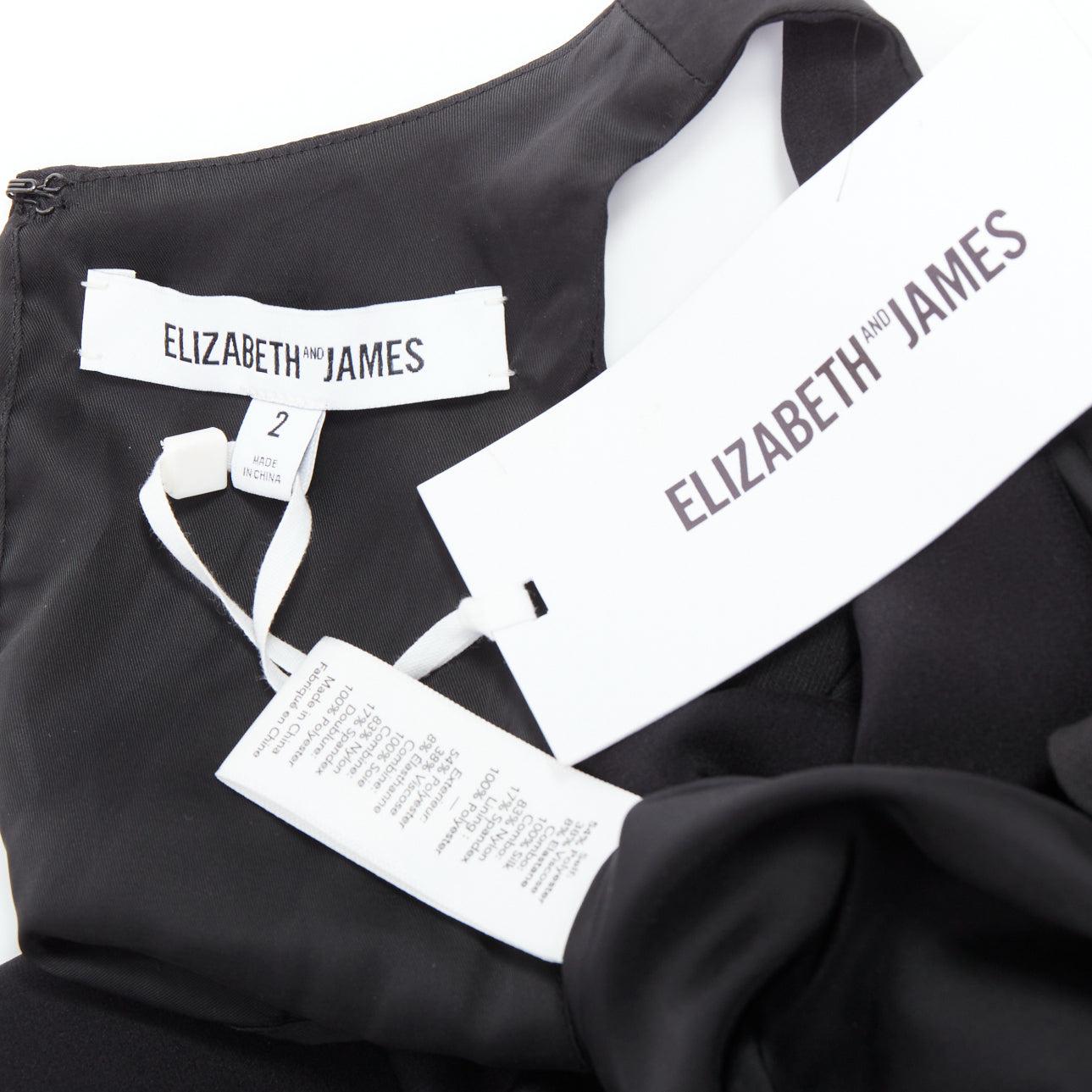 ELIZABETH AND JAMES Kiandra black midriff cut out sheer midi dress US2 S For Sale 3