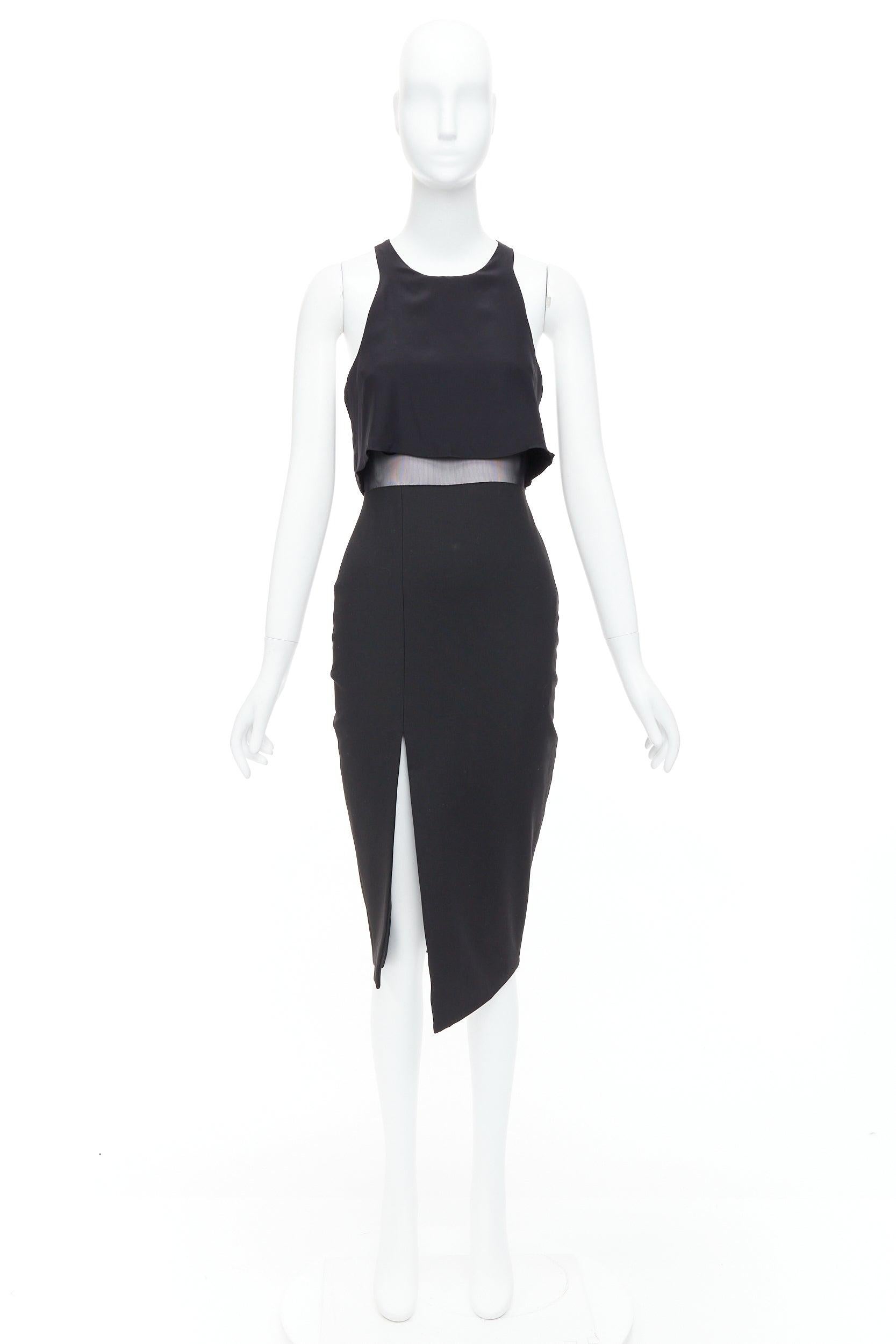 ELIZABETH AND JAMES Kiandra black midriff cut out sheer midi dress US2 S For Sale 4