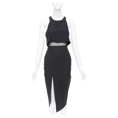 ELIZABETH AND JAMES Kiandra - Vestito midi nero con scollatura e trasparenze US2 S