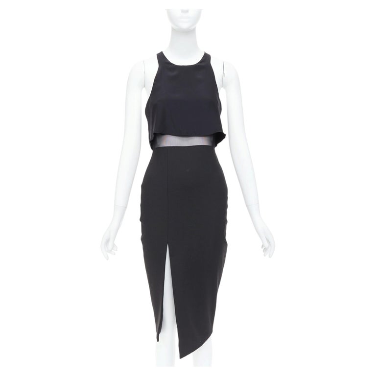 elizabeth and james cut out dress Kiandra black midriff sheer midi US2 S Corset Fit And Flare Blend With Stool:With Stool
