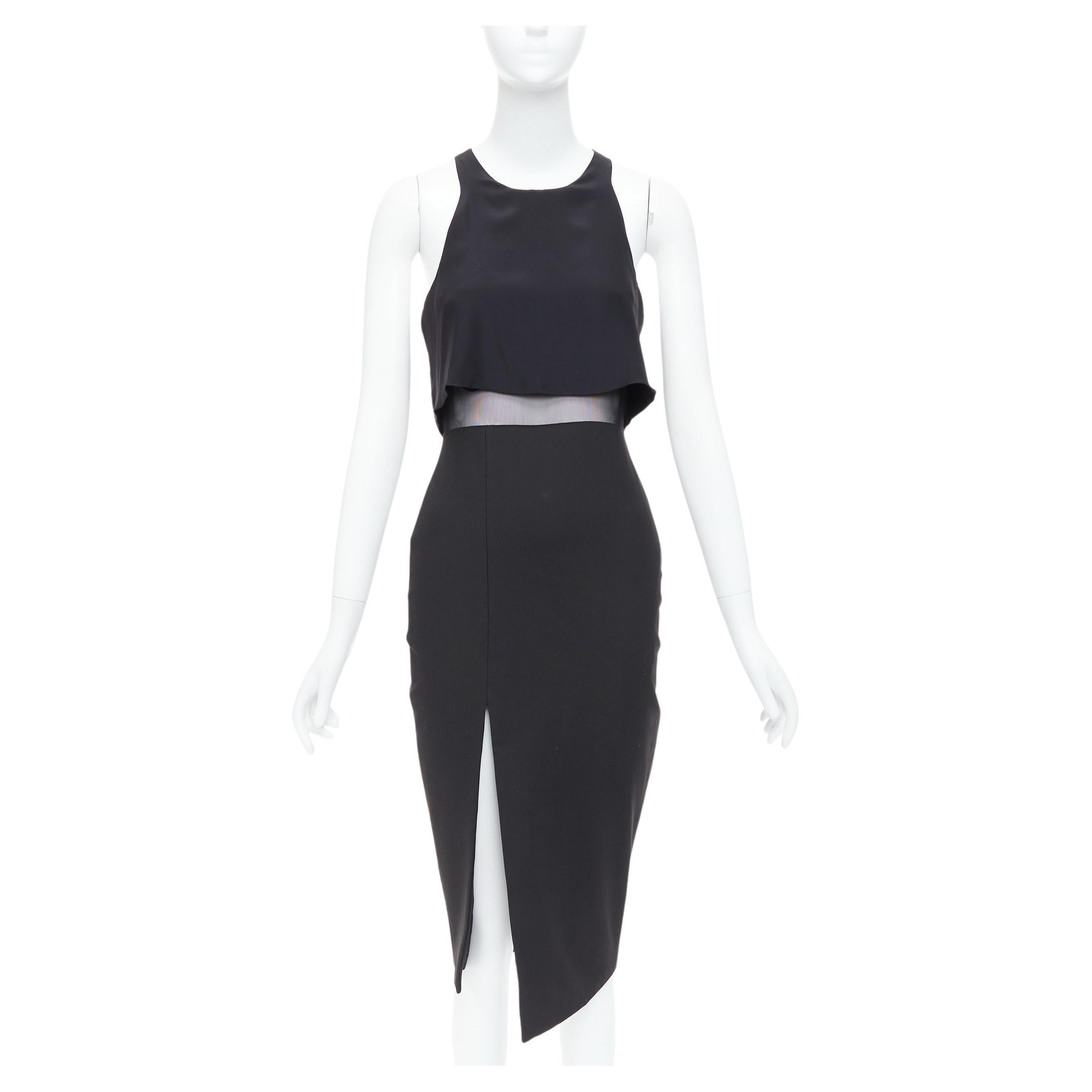 ELIZABETH AND JAMES Kiandra black midriff cut out sheer midi dress US2 S For Sale