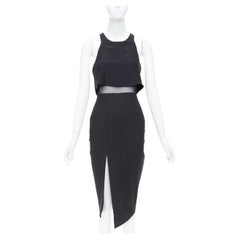 ELIZABETH AND JAMES Kiandra noir robe midi transparente à découpes US2 S