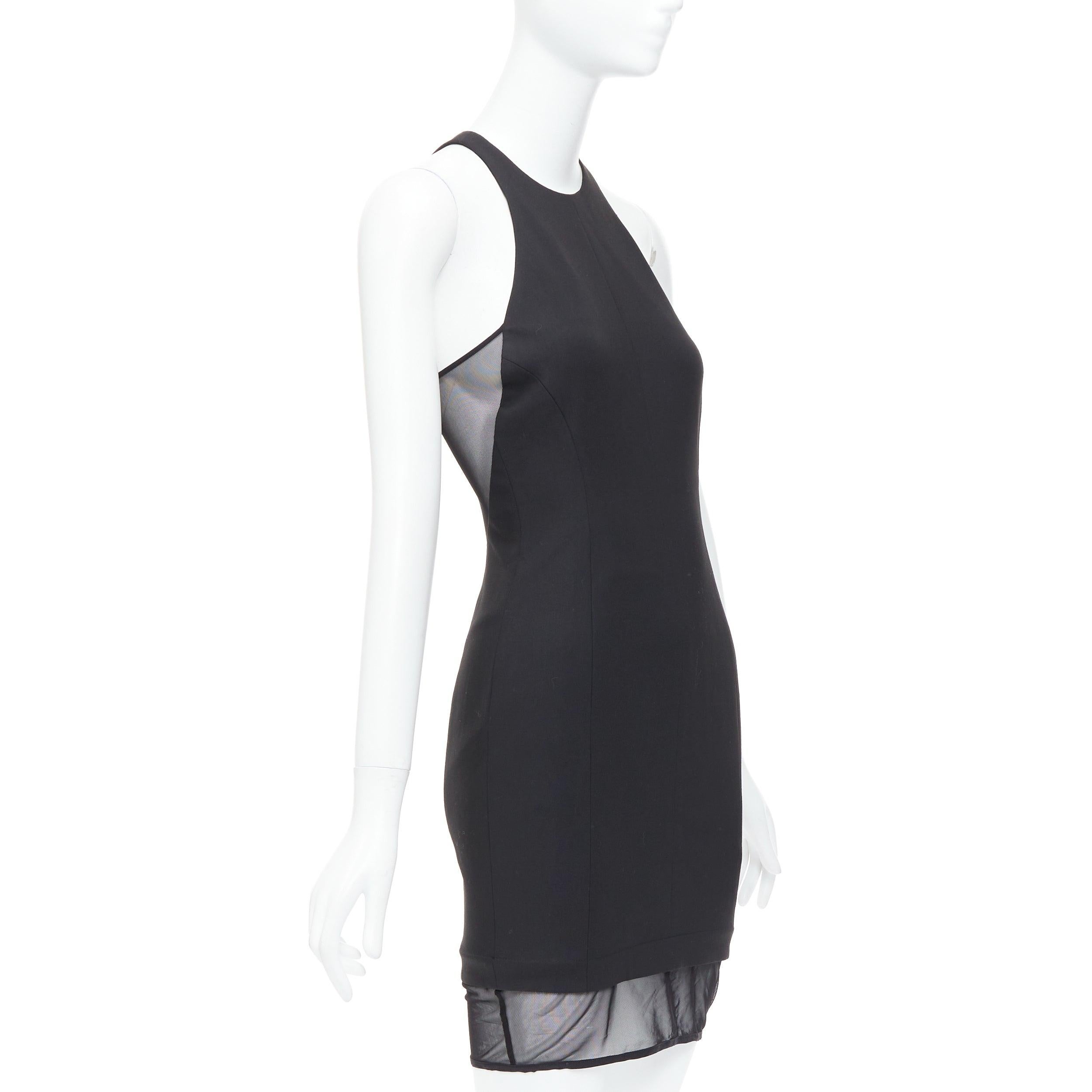 Black ELIZABETH AND JAMES Parker black sheer hem racer top mini dress US2 S For Sale