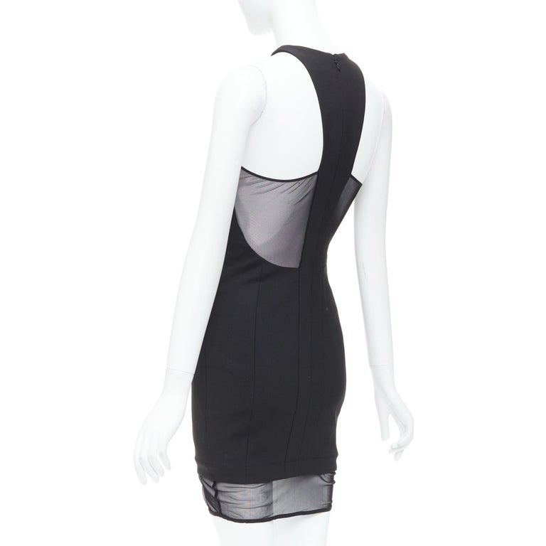Elizabeth and James Parker Black Sheer Hem Racer Top Mini Dress US2 S