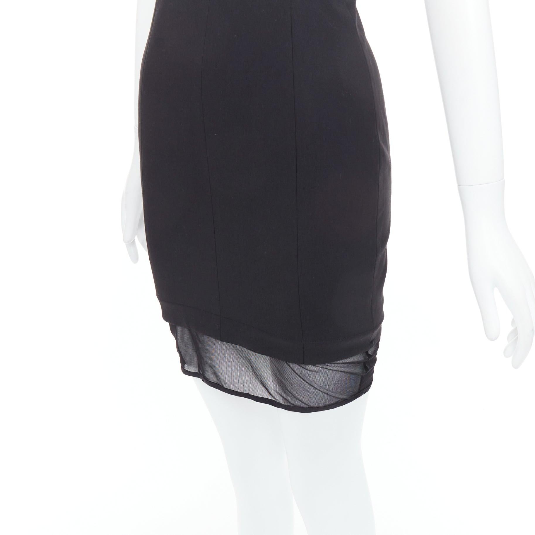 ELIZABETH AND JAMES Parker black sheer hem racer top mini dress US2 S For Sale 2