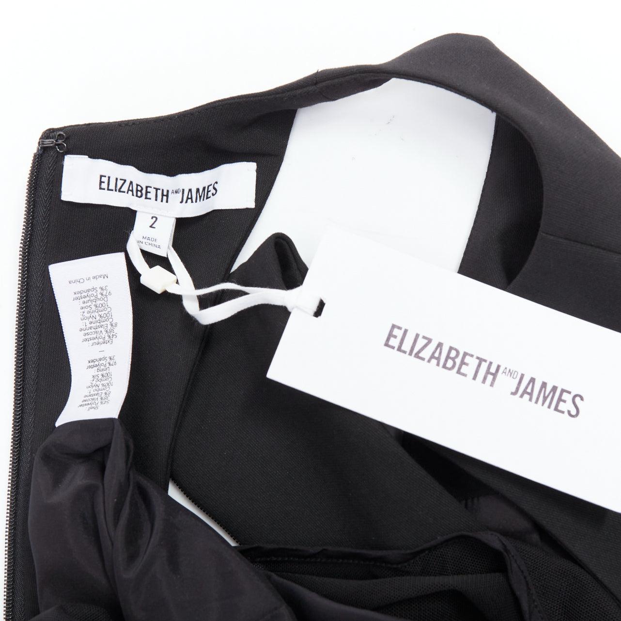 ELIZABETH AND JAMES Parker black sheer hem racer top mini dress US2 S For Sale 3