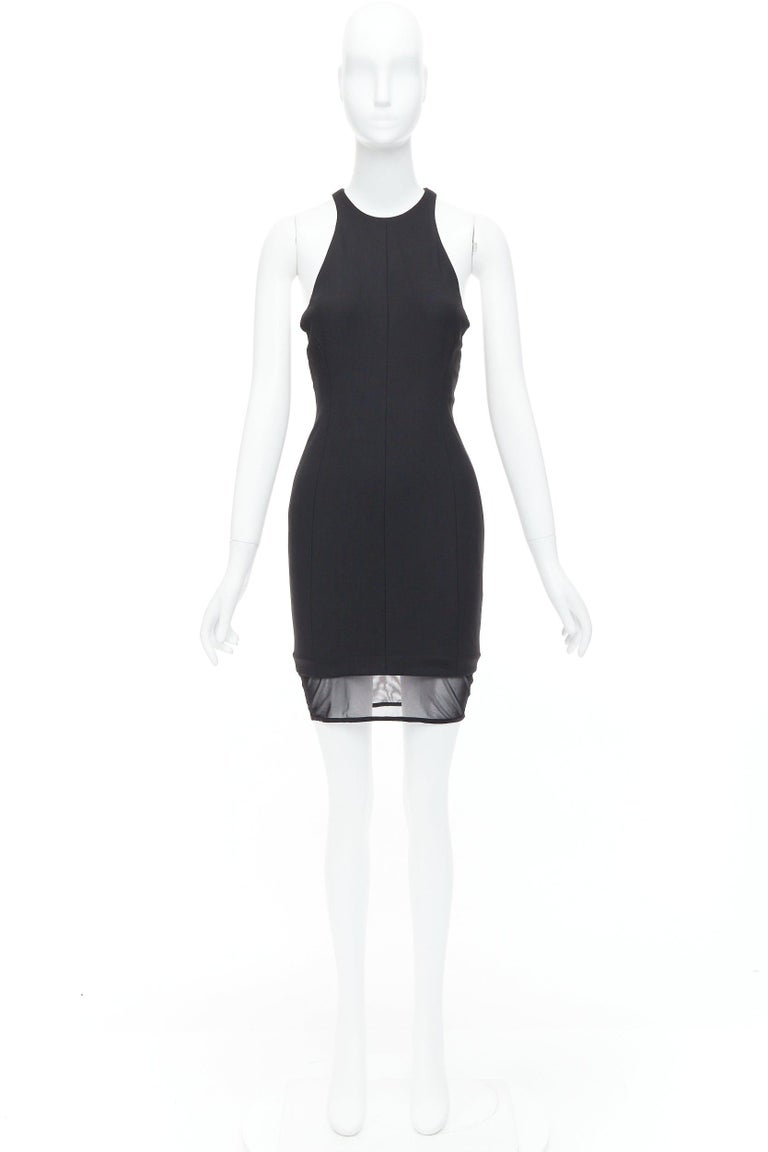 Elizabeth And James Parker Black Sheer Hem Racer Top Mini Dress Us2 S
