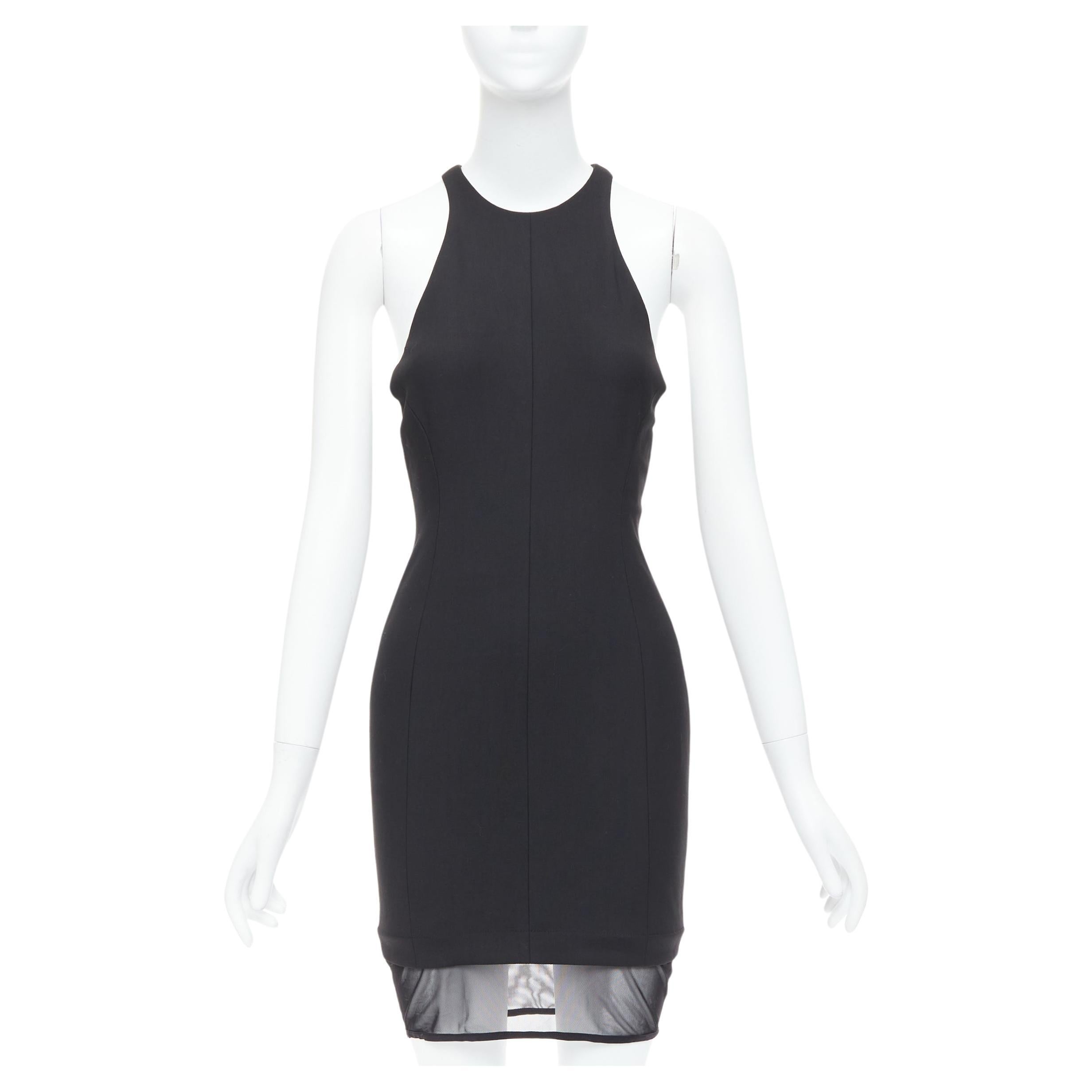 ELIZABETH AND JAMES Parker black sheer hem racer top mini dress US2 S For Sale