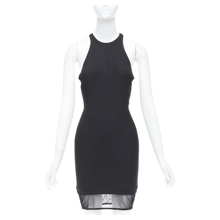 little black dress with sheer top Black Boat Neck Mini Dress with Sheer Overlay main image 0