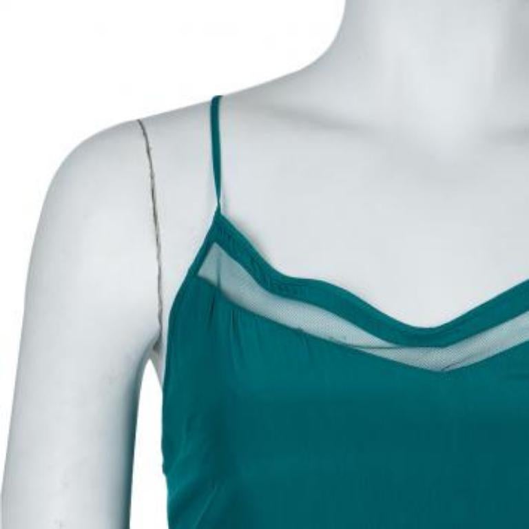 Elizabeth & James Vestito senza maniche con inserto in rete verde mare XS in vendita 1