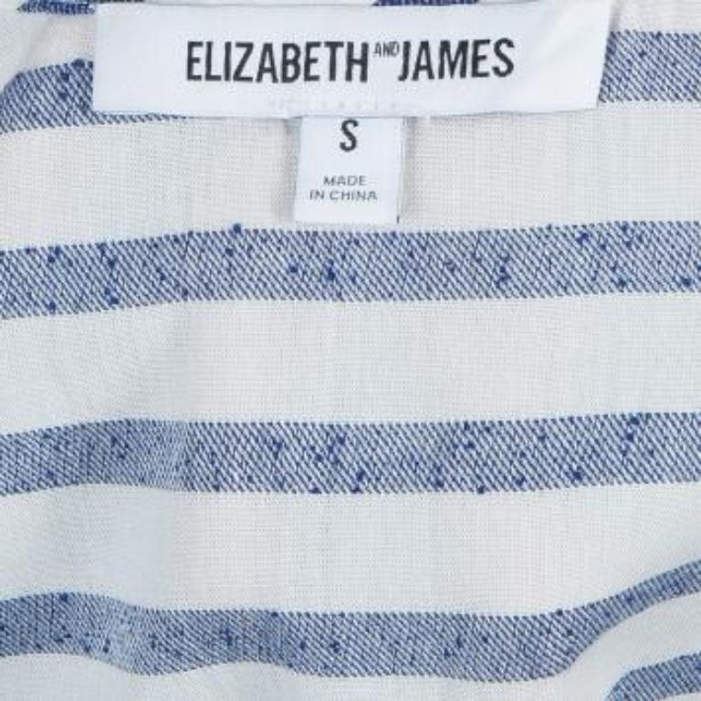 Elizabeth & James Weiß und blau gestreiftes Schößchen-Top S im Angebot 5