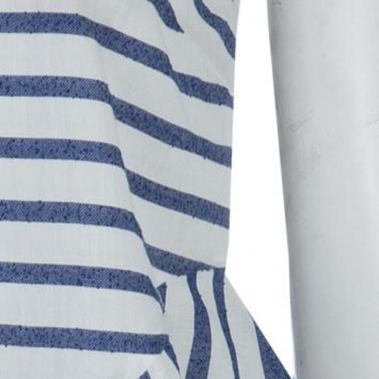 Elizabeth & James Weiß und blau gestreiftes Schößchen-Top S im Angebot 6