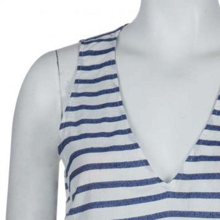 Elizabeth & James Weiß und blau gestreiftes Schößchen-Top S im Zustand „Gut“ im Angebot in Dubai, Al Qouz 2