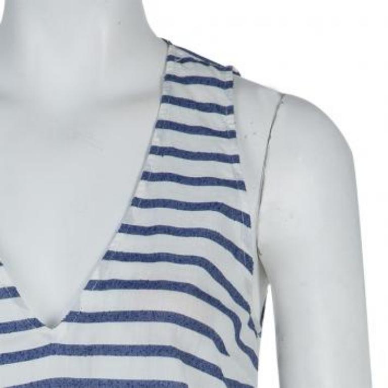 Elizabeth & James Weiß und blau gestreiftes Schößchen-Top S Damen im Angebot