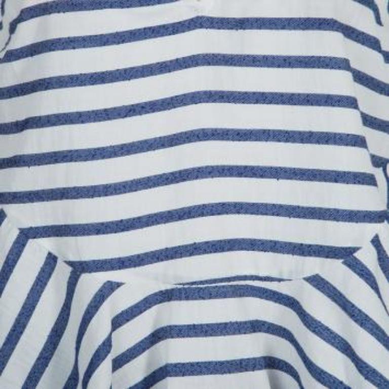 Elizabeth & James Weiß und blau gestreiftes Schößchen-Top S im Angebot 2
