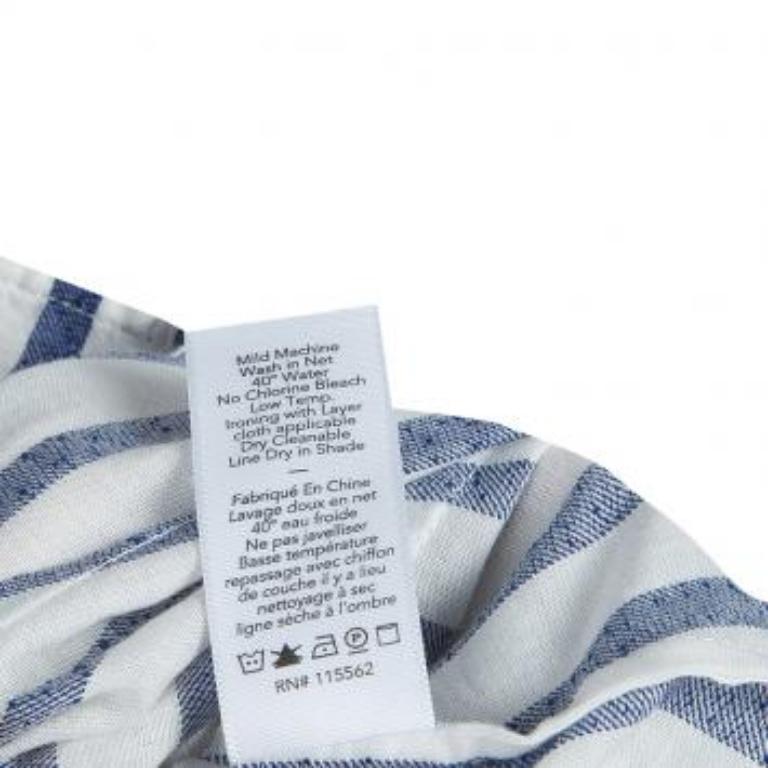 Elizabeth & James Weiß und blau gestreiftes Schößchen-Top S im Angebot 4