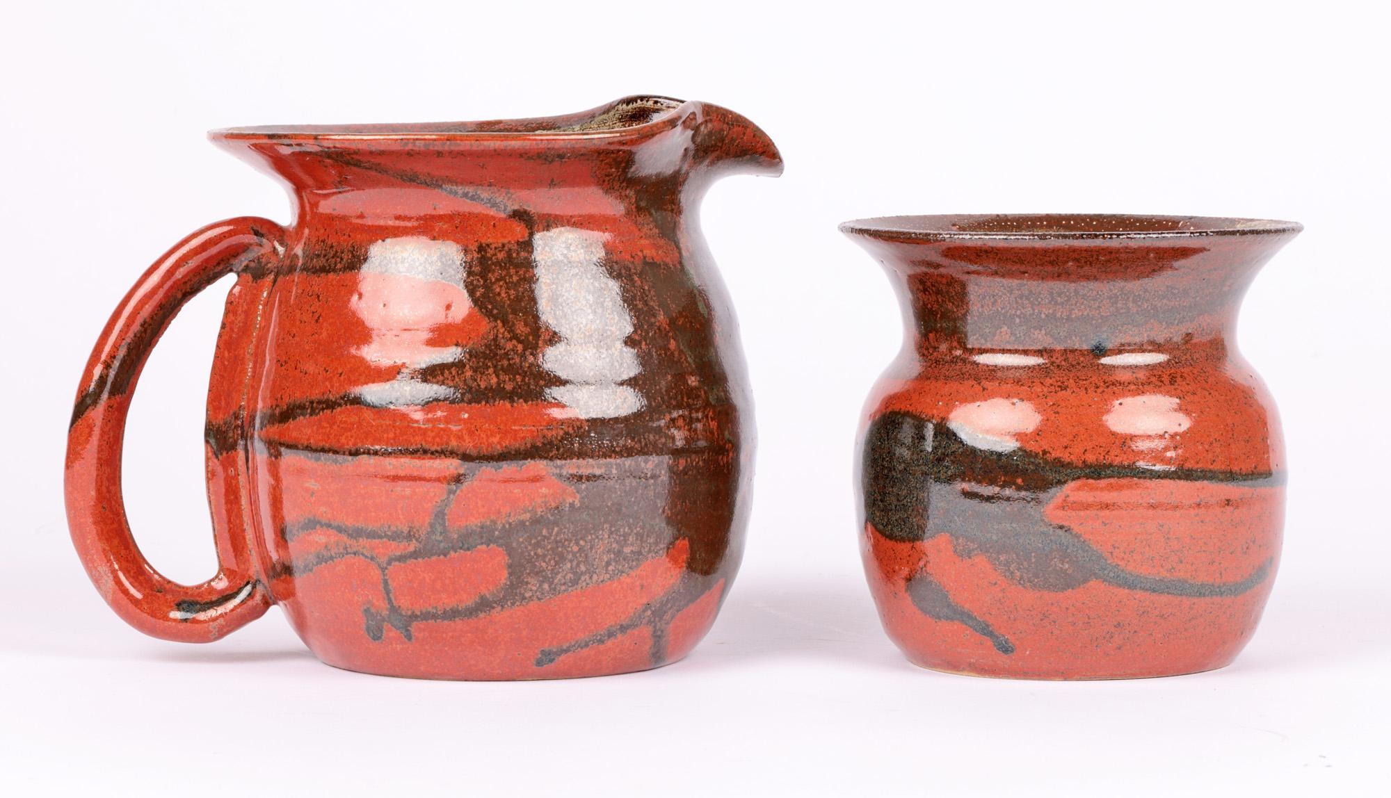English Elizabeth Anderson Harbour Pottery Studio Pottery Jug and Vase For Sale